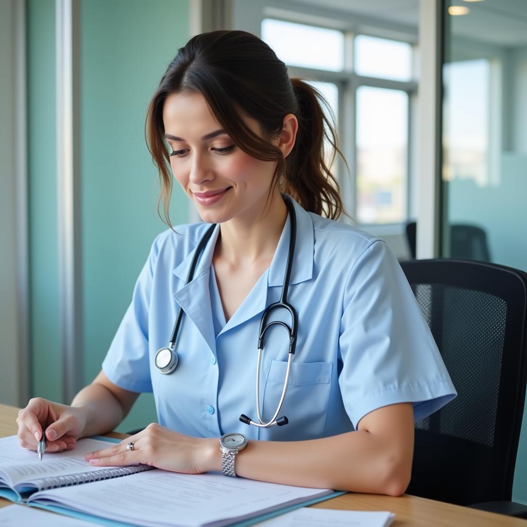 Hospital Case Manager Reviewing Patient Chart