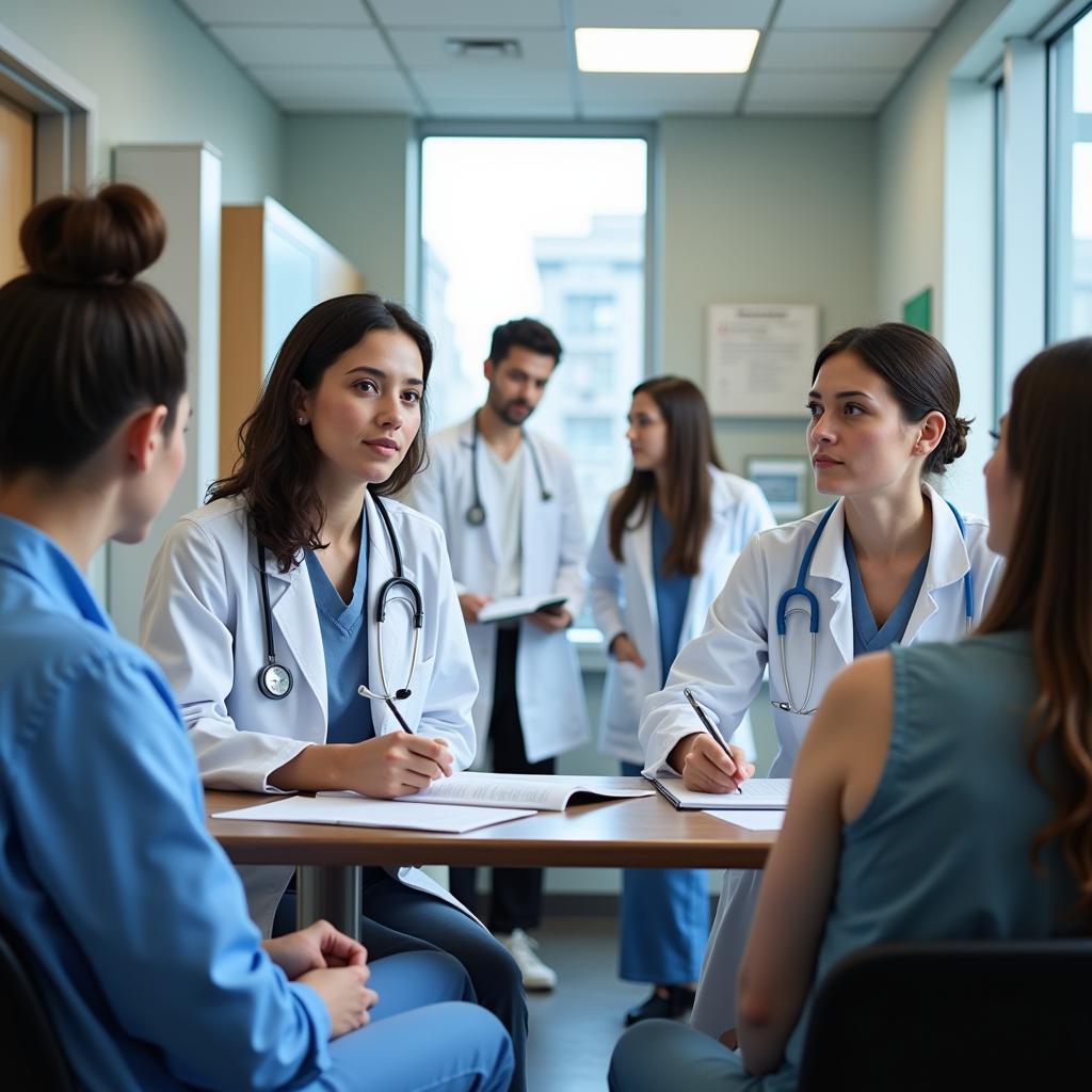 Hospital CDU Medical Team Consulting with Patient 