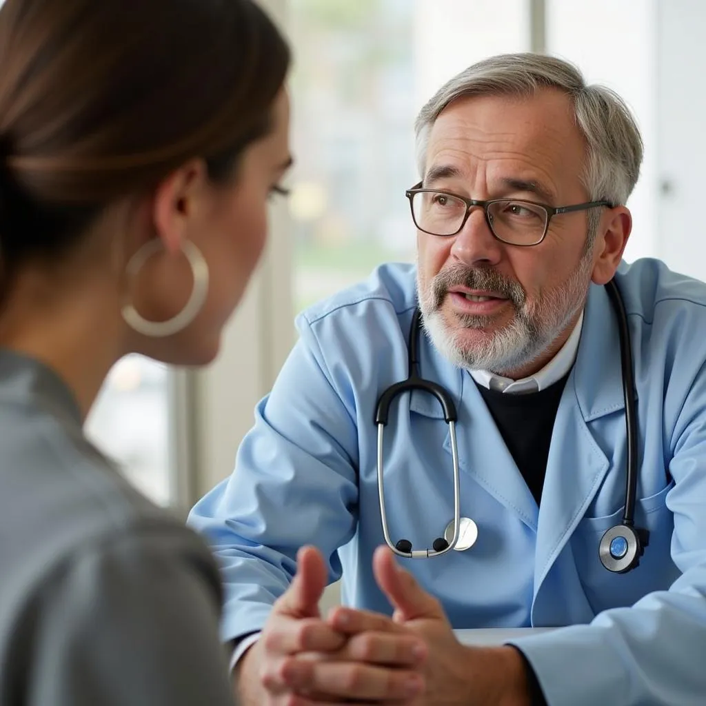 Hospital chaplain providing comfort and spiritual support to a patient