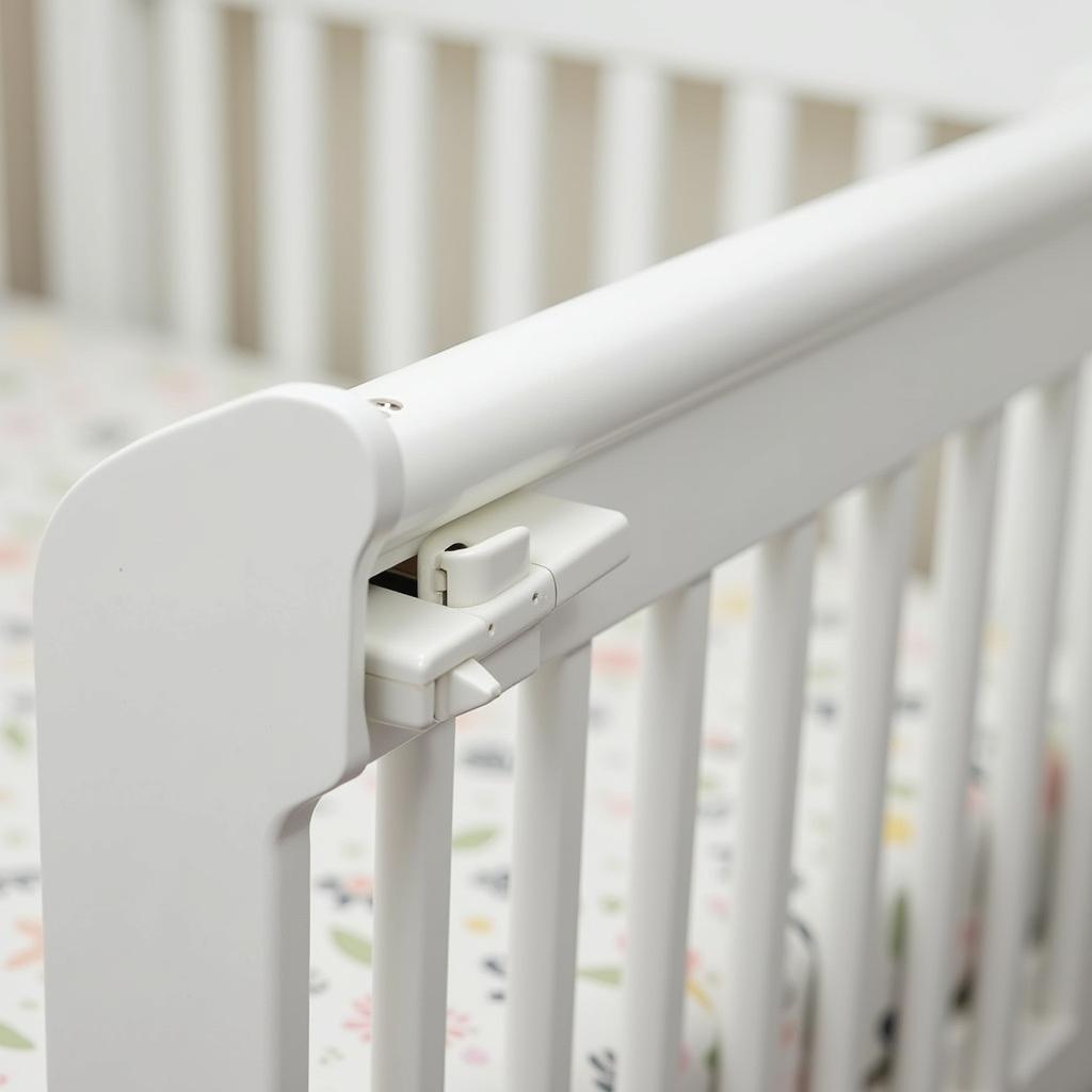 Close-Up of Hospital Crib Side Rail with Secure Latch