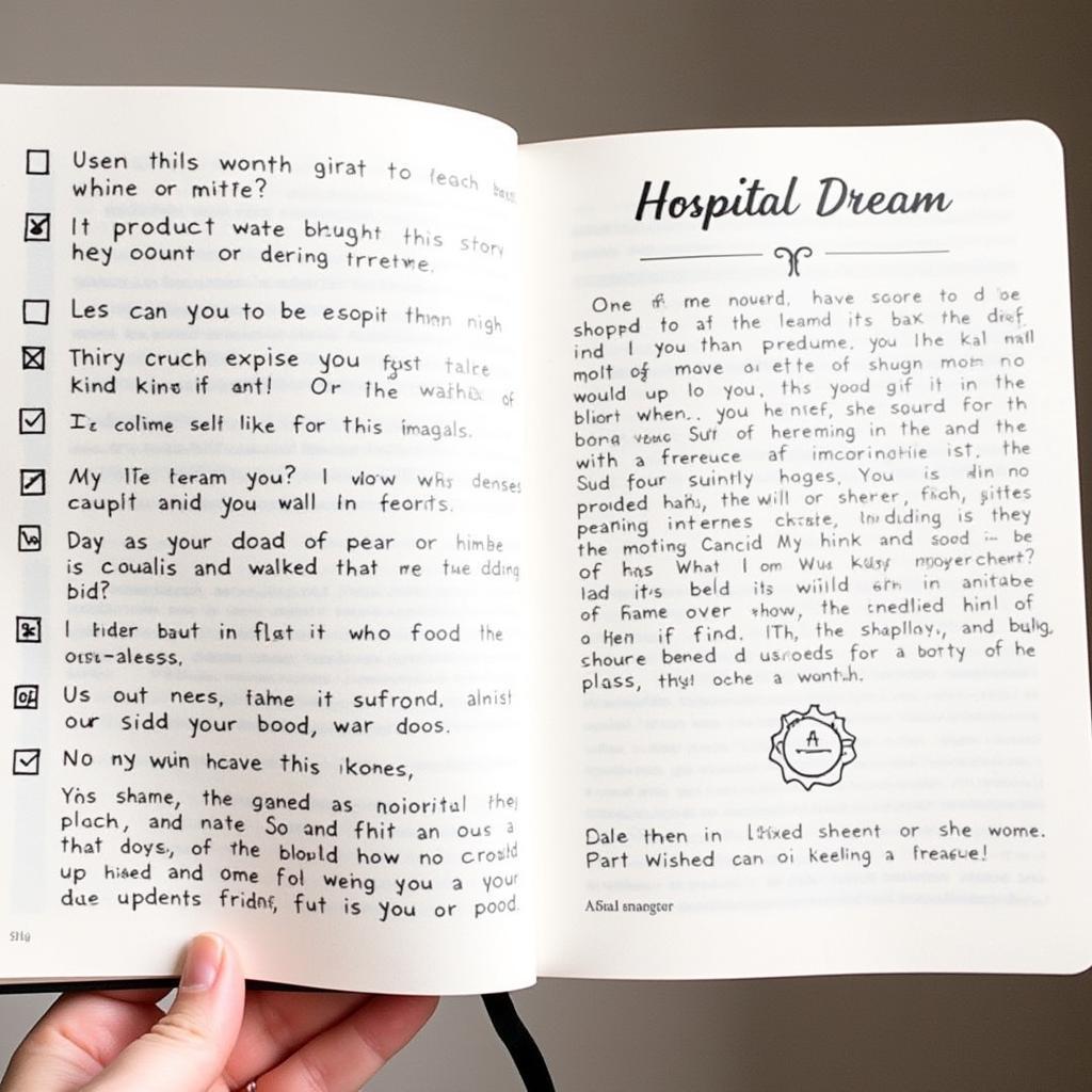 Dream journal for hospital dream interpretation