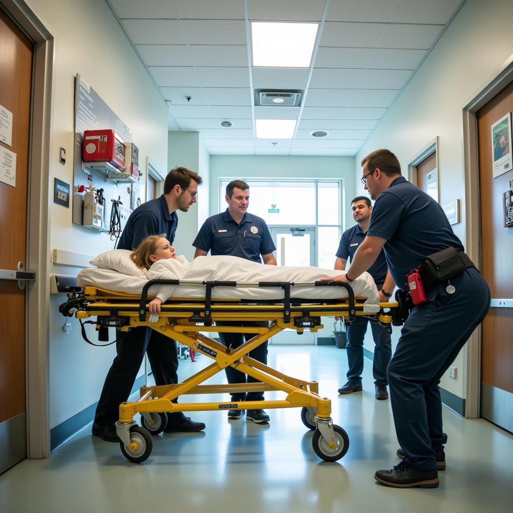 Hospital Staff Participating in Fire Drill Training