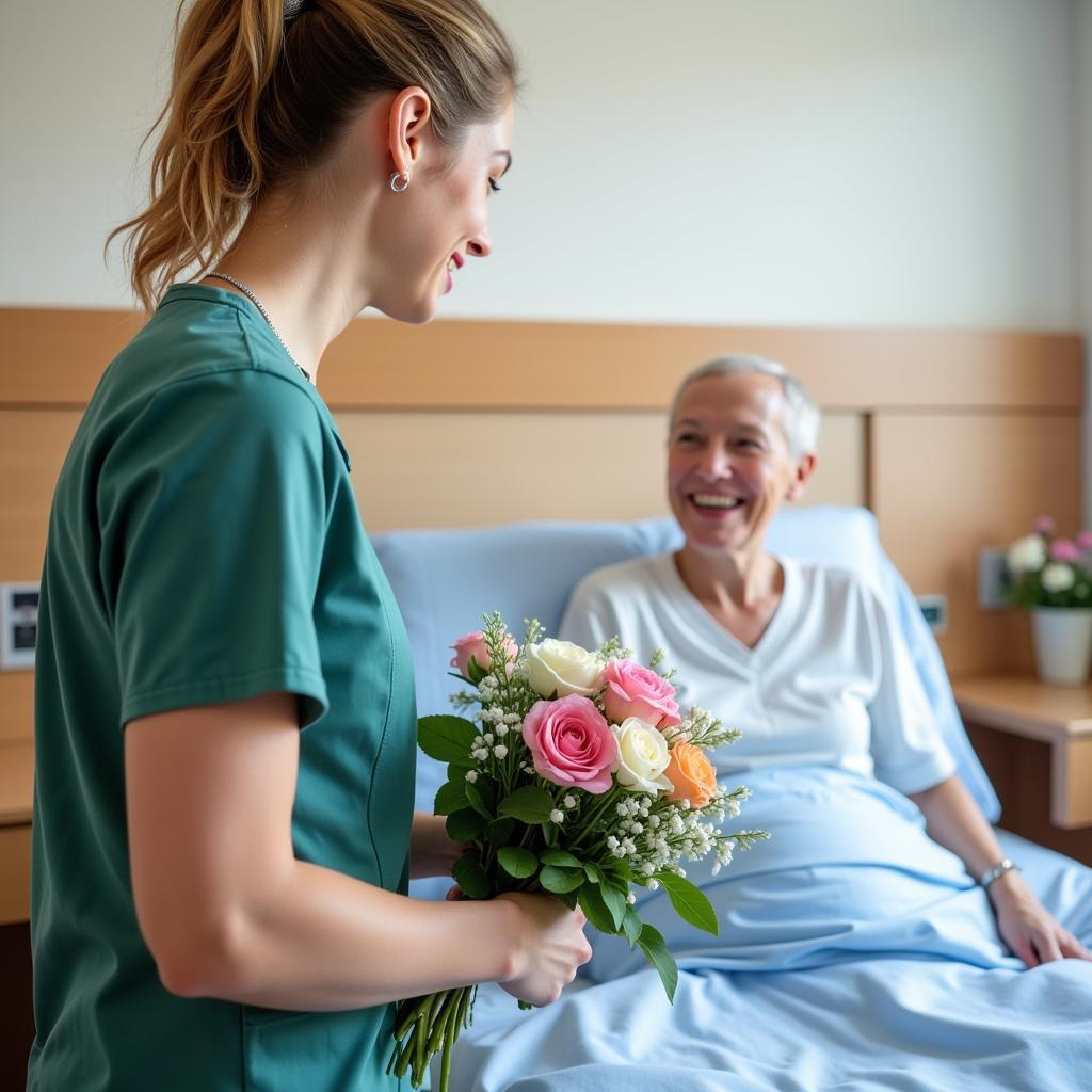 Delivering Flowers to a Hospital Patient