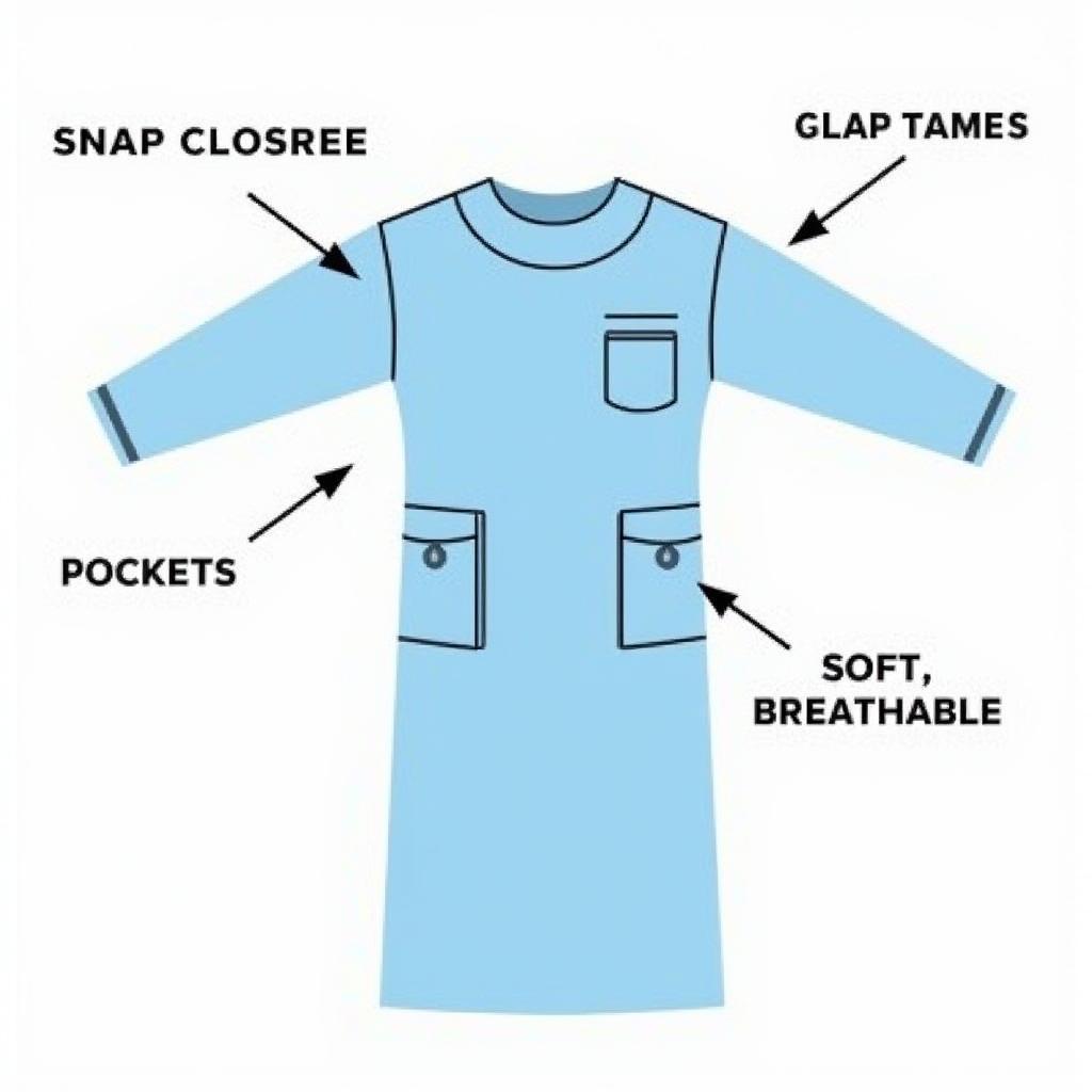 Close-up of hospital gown features