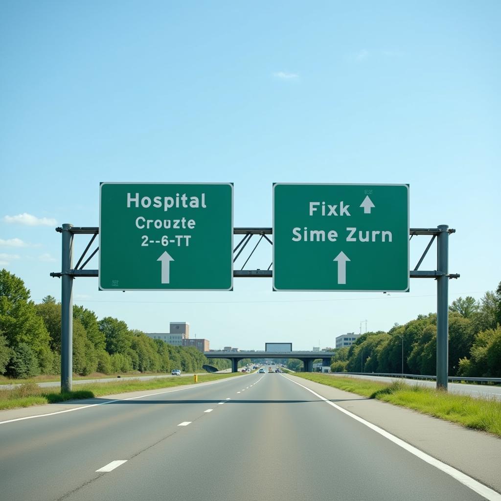 Hospital Highway Sign with Directional Arrows 