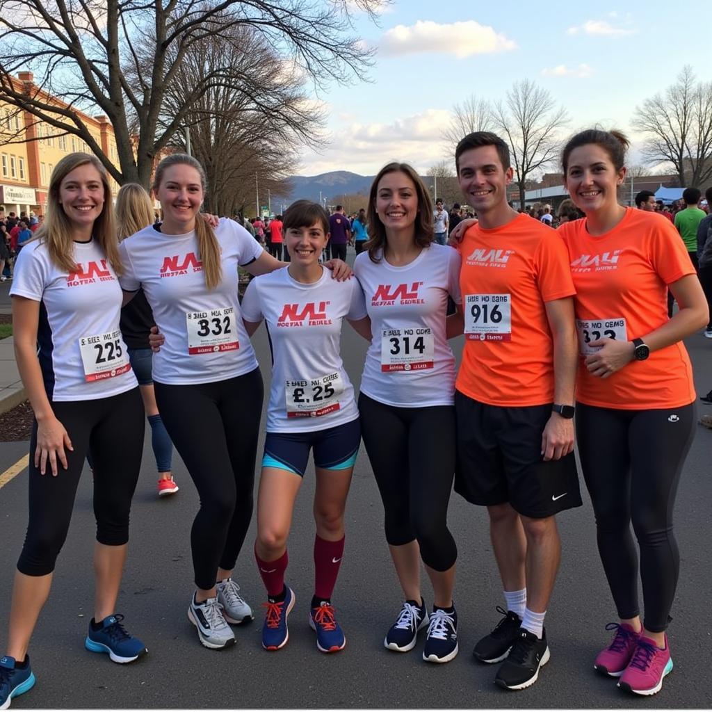 Runners celebrate after finishing the Hospital Hill 5k