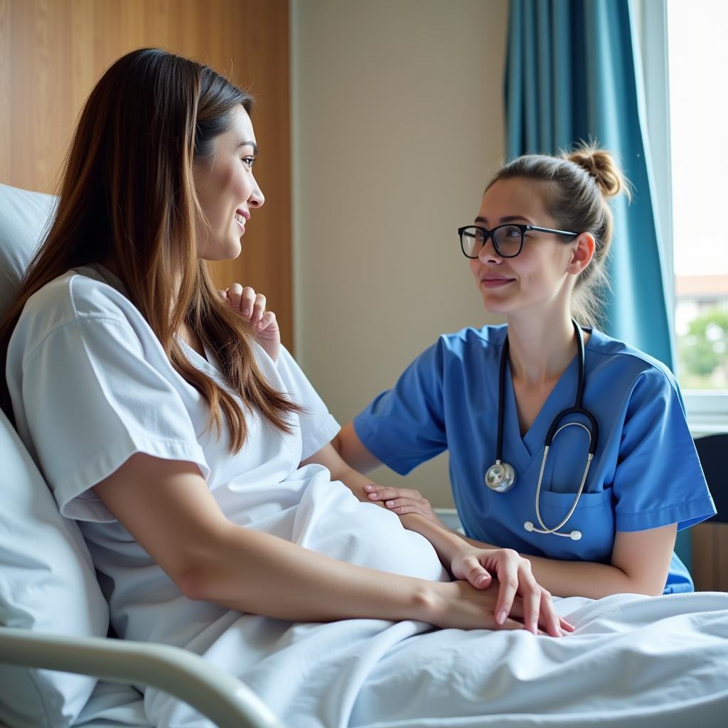 Hospital house supervisor comforting a patient