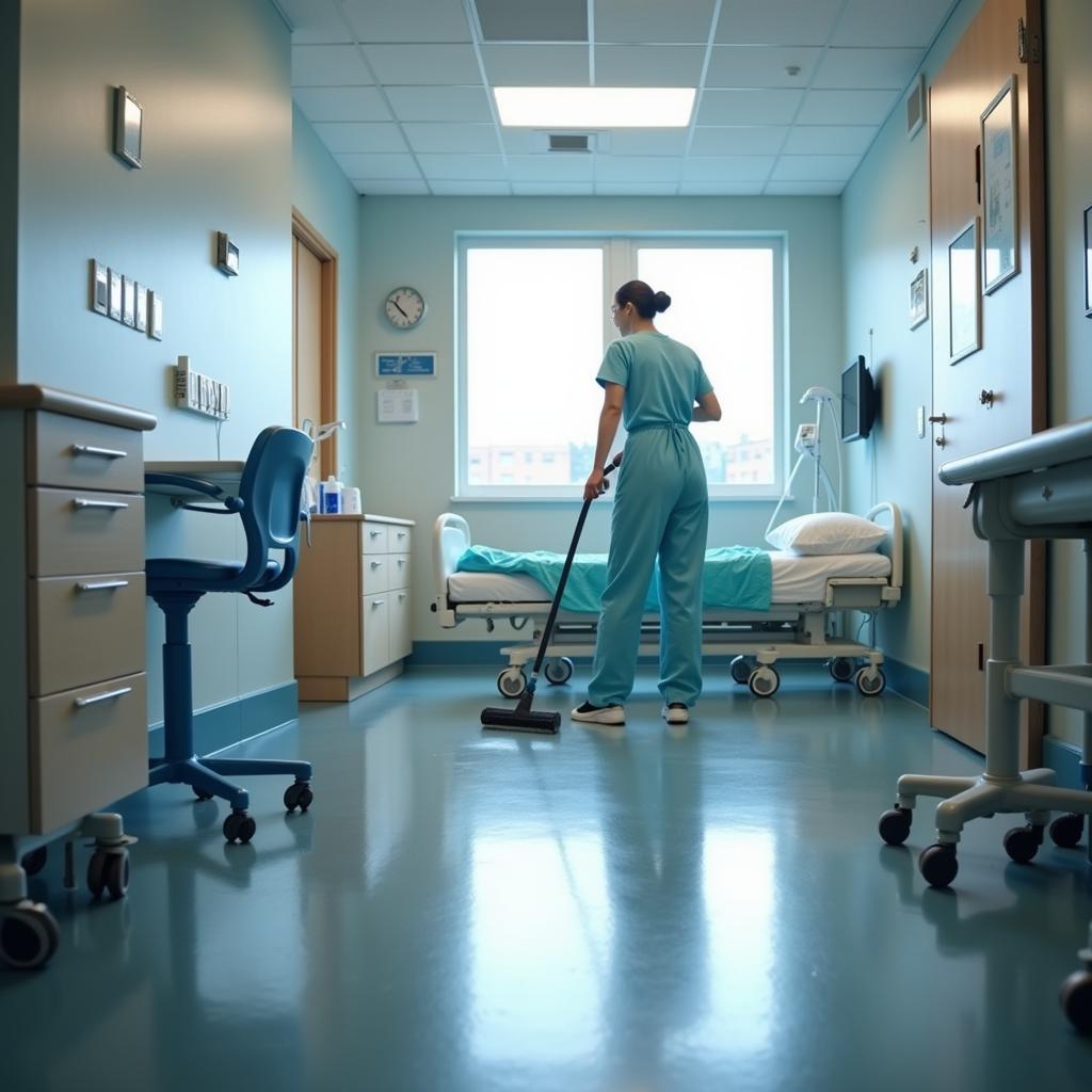 Hospital Housekeeper Cleaning