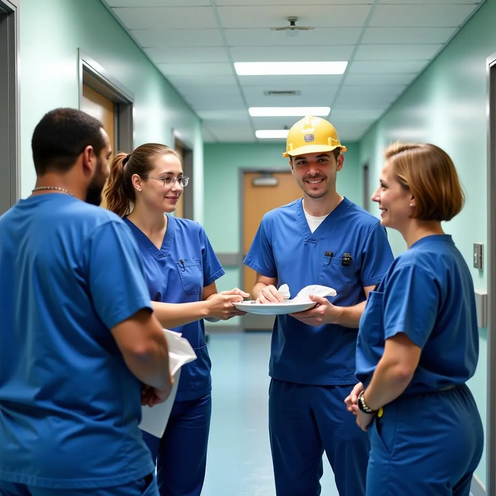 Hospital Maintenance Team Conducting Safety Check