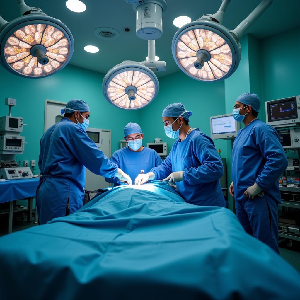 State-of-the-art operating room with surgical team