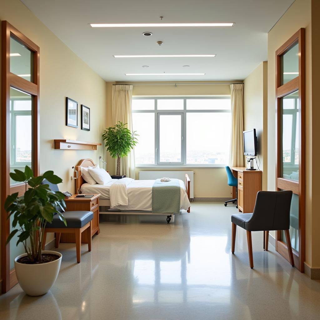 Comfortable and well-equipped patient room