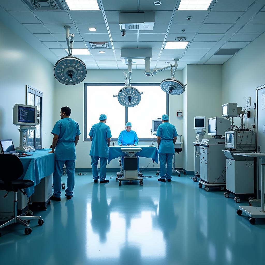 State-of-the-art operating room with a skilled surgical team