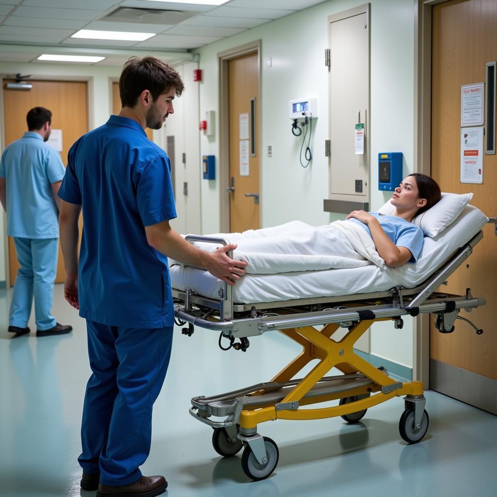 Hospital Patient Transporter Transporting Patient