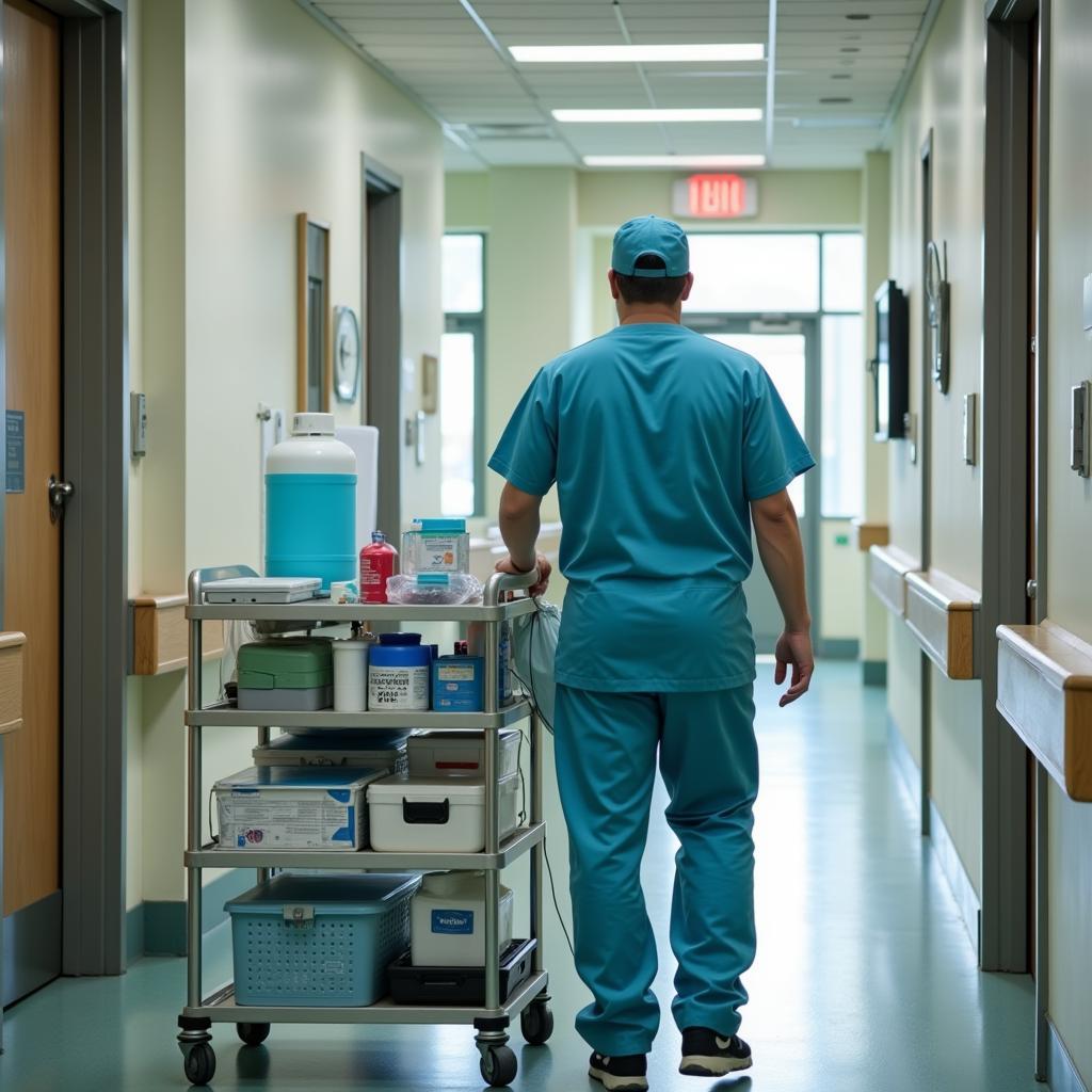 Hospital Porter Delivering Supplies