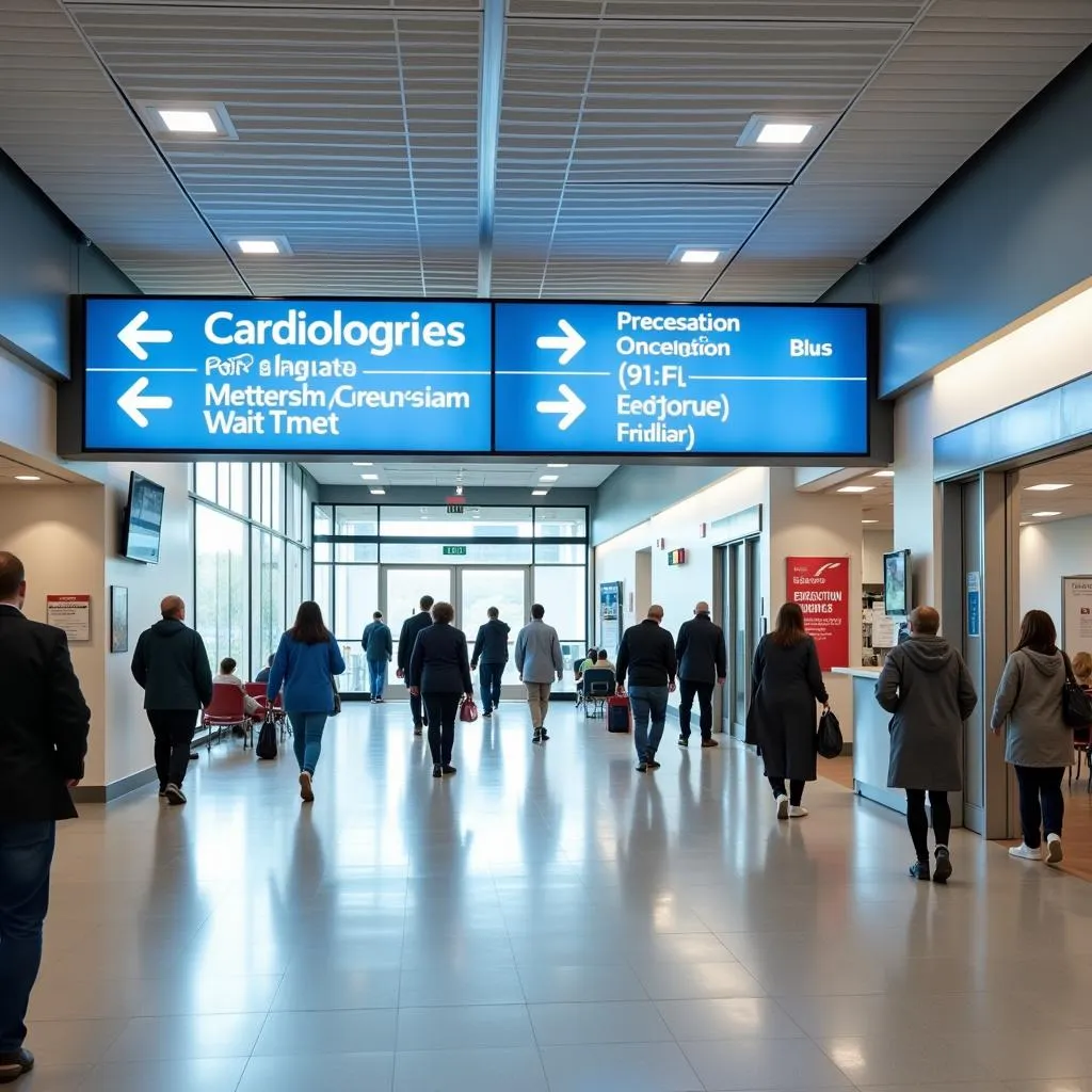 Hospital Reception Area with Signage