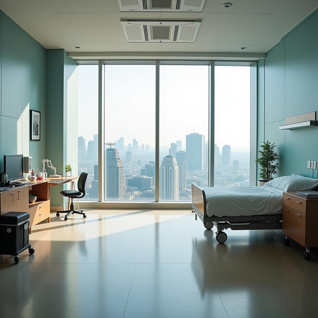 Hospital Room with a Panoramic City View