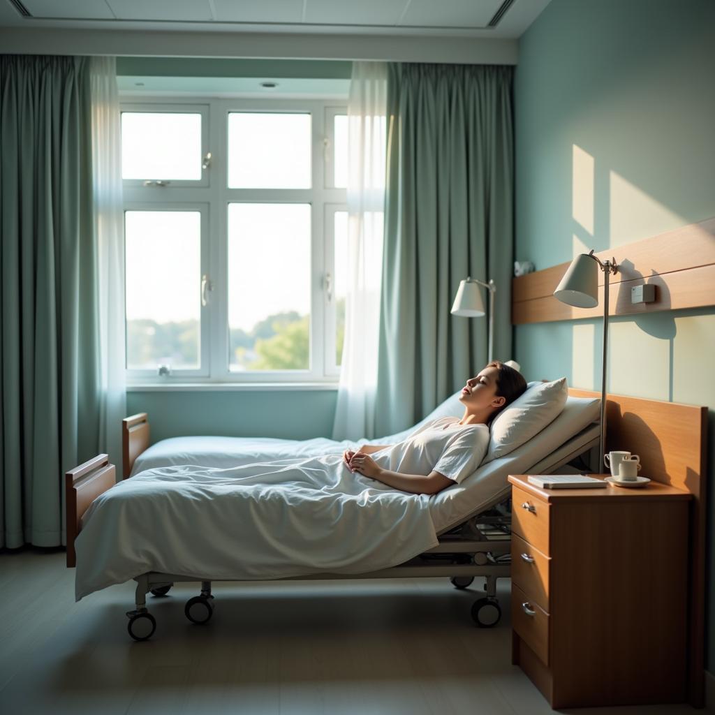 Patient Recovering in a Hospital Room