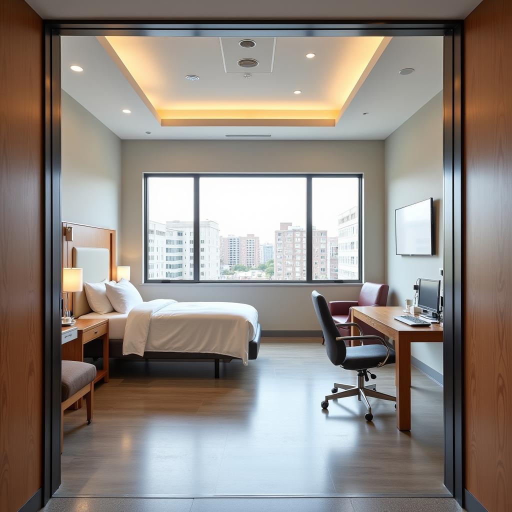 Spacious and comfortable hospital room designed for mothers and newborns