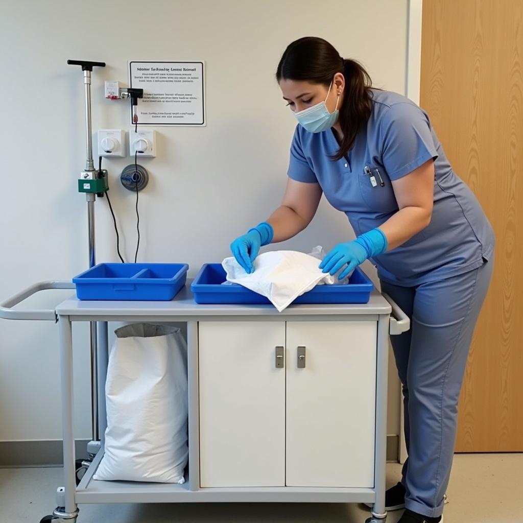 Hospital Staff Collecting Soiled Linen