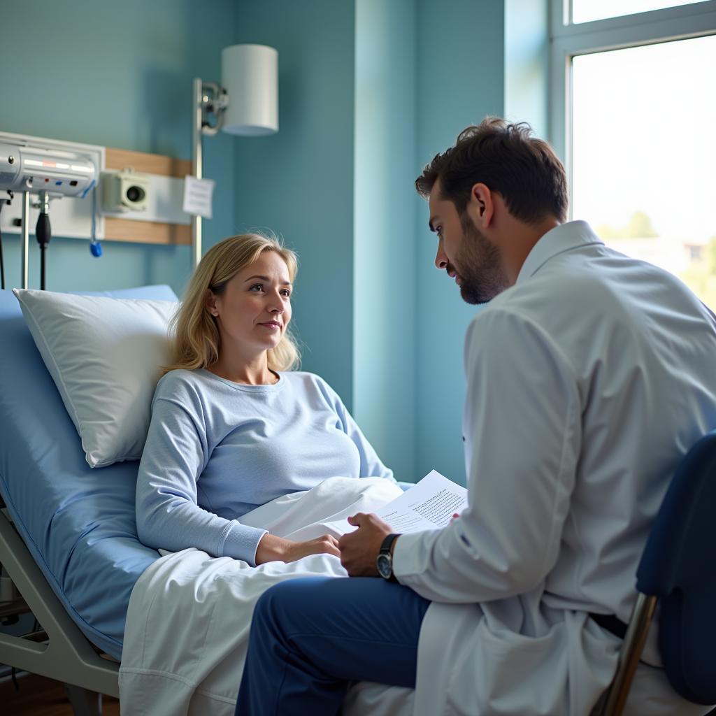 Hospital Staff Explaining Camera Policy to Patient