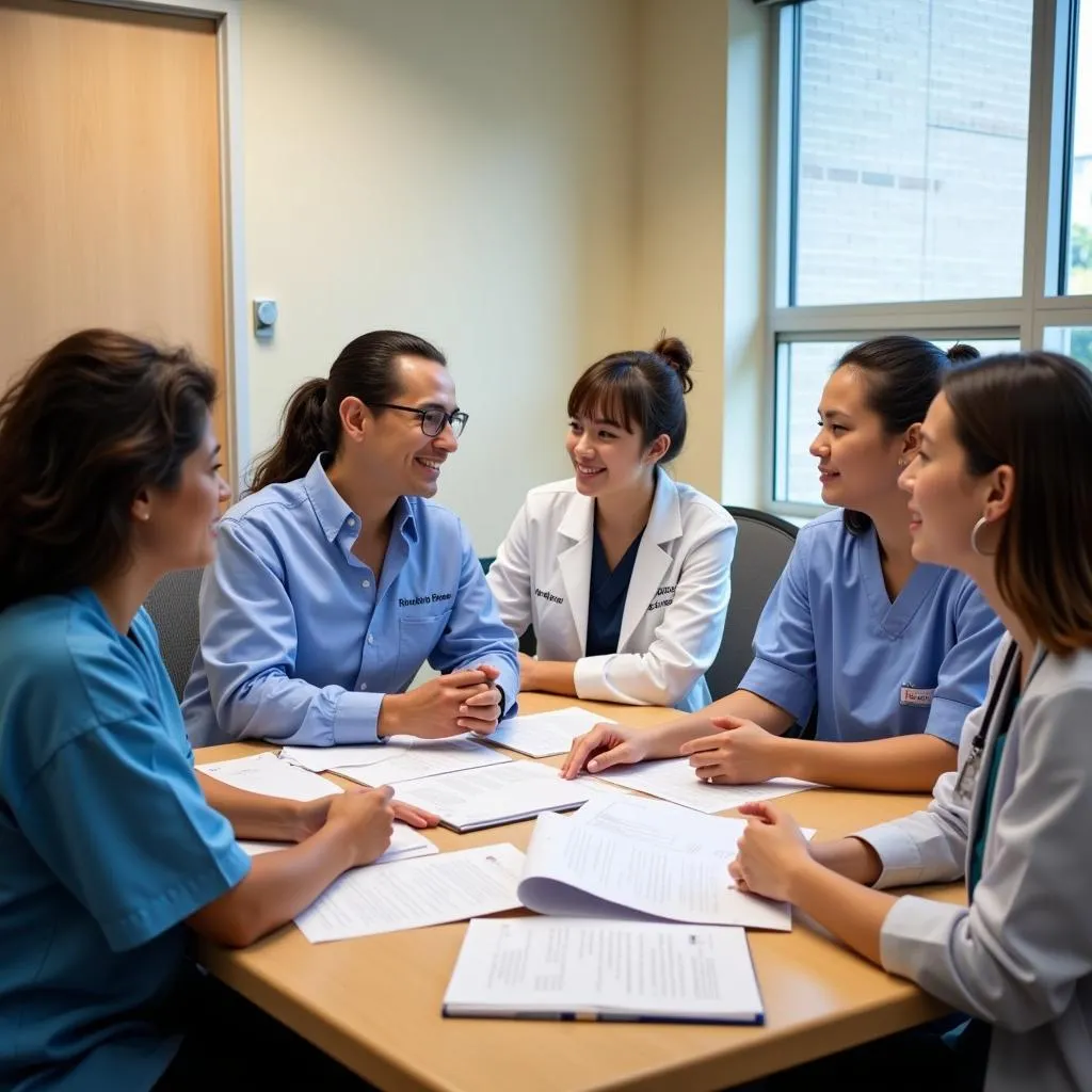 Medical professionals in a meeting at Memorial Hospital Nacogdoches