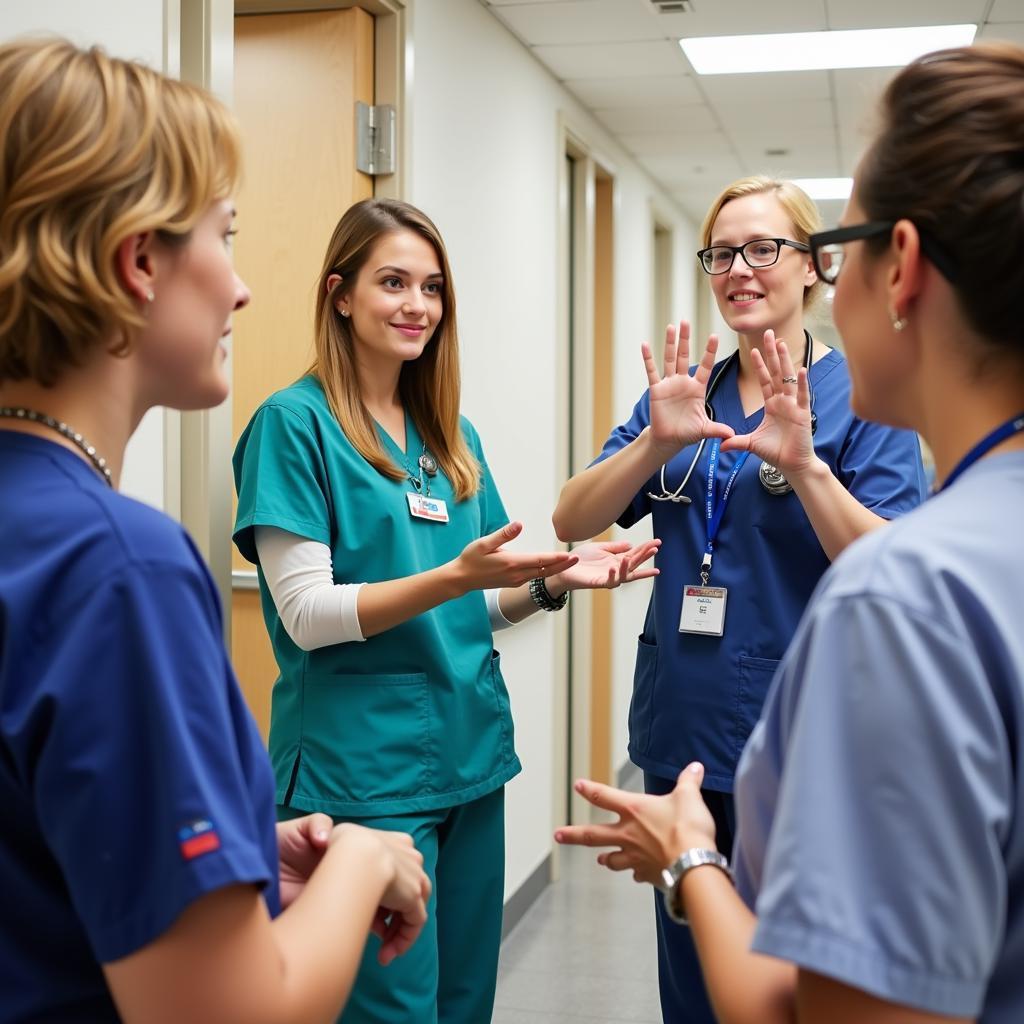 Hospital Staff Participating in Sign Language Training