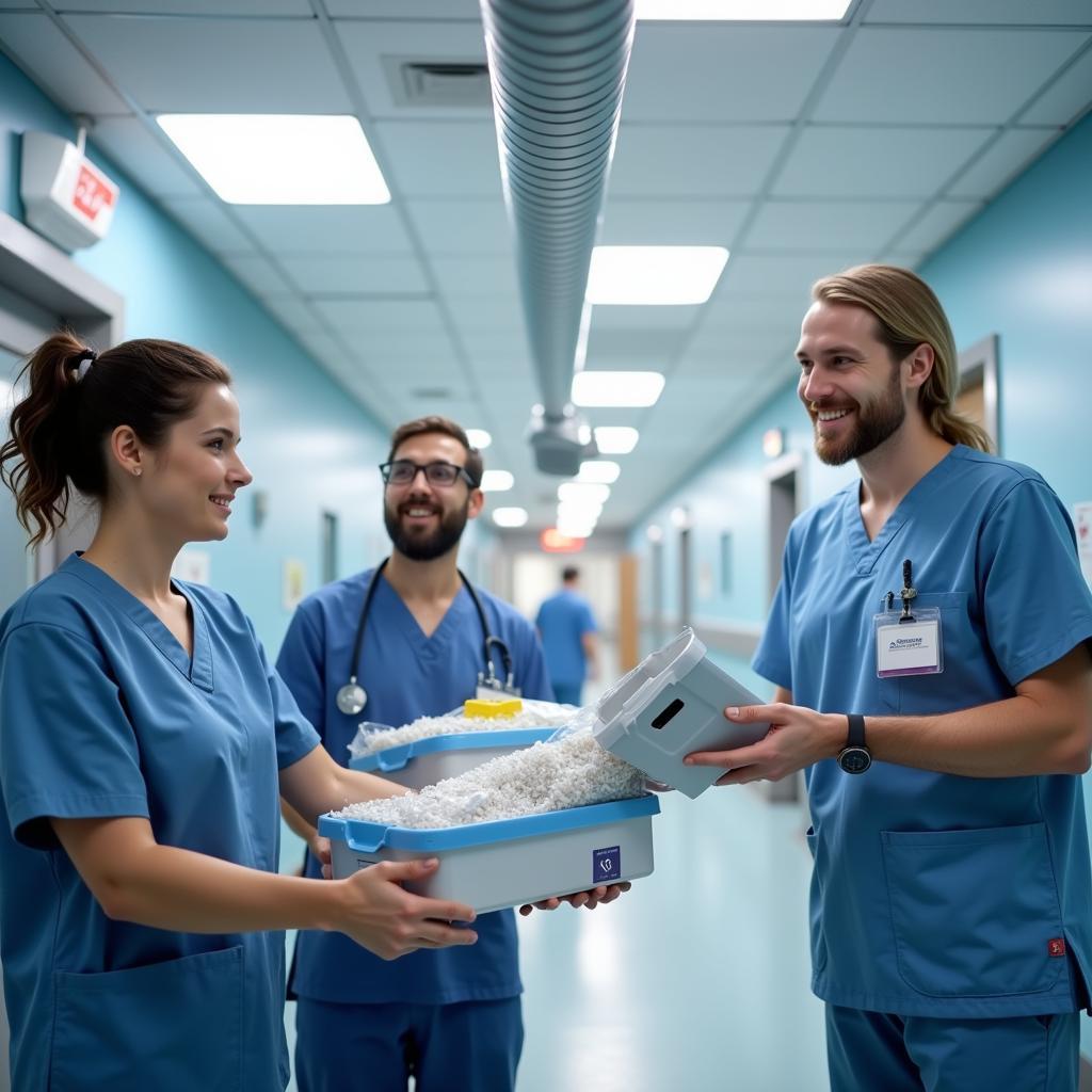 Hospital Staff Utilizing Pneumatic Tube System