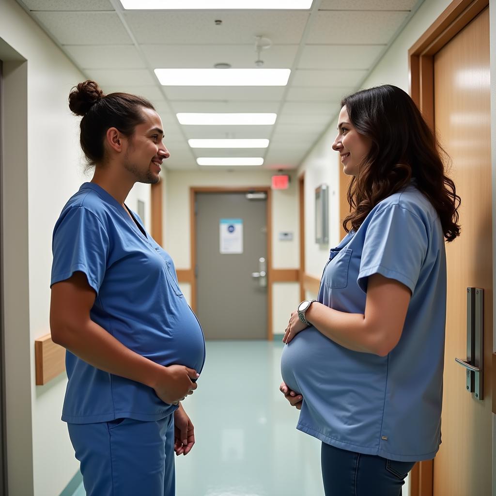 Expectant parents touring a labor and delivery unit