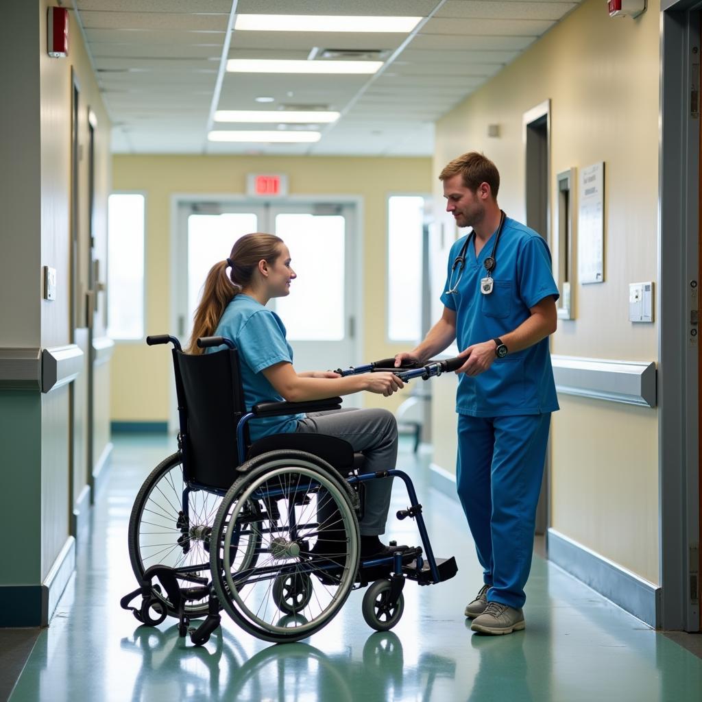 Hospital Transporter Assisting Patient