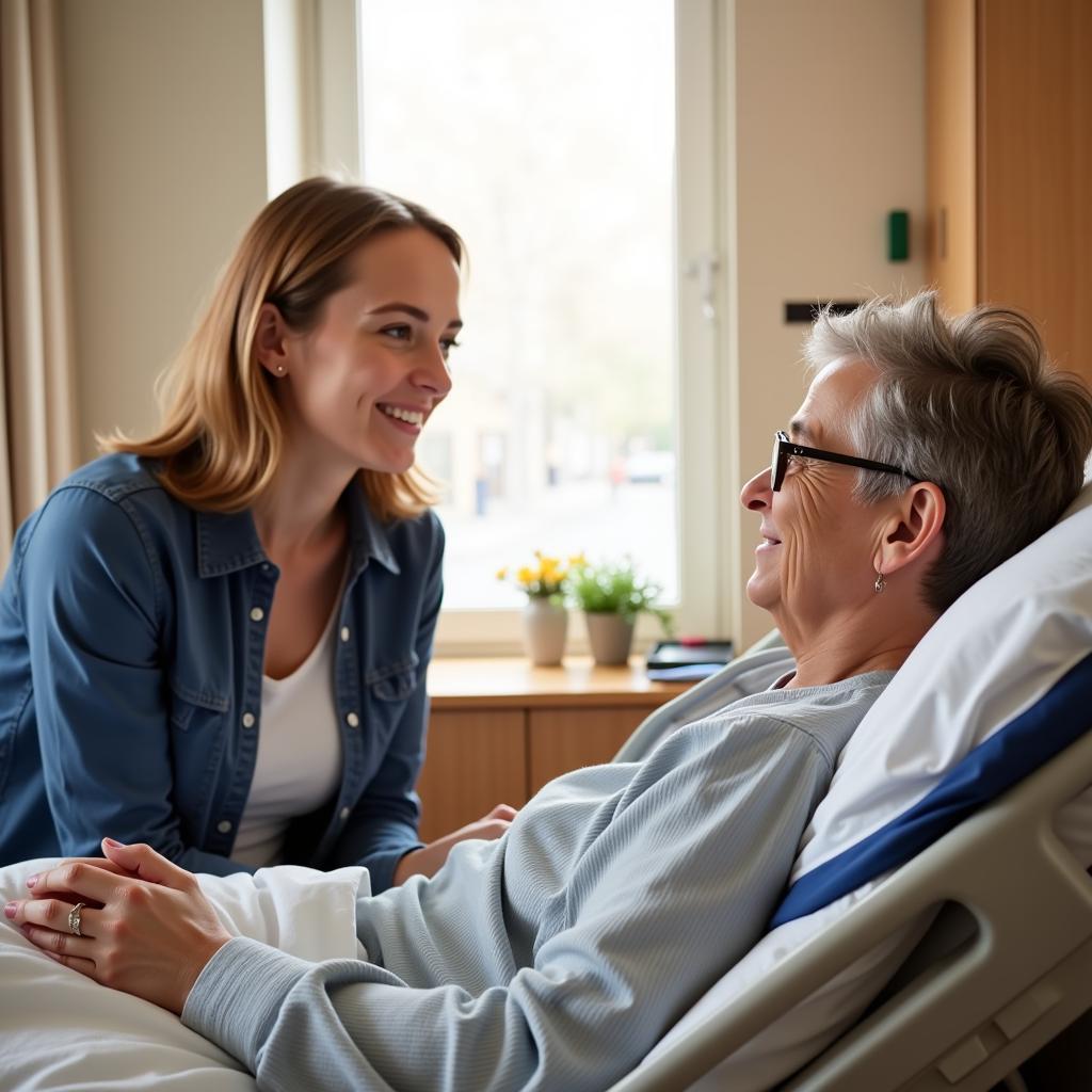 Hospital Visitor Talking to Patient