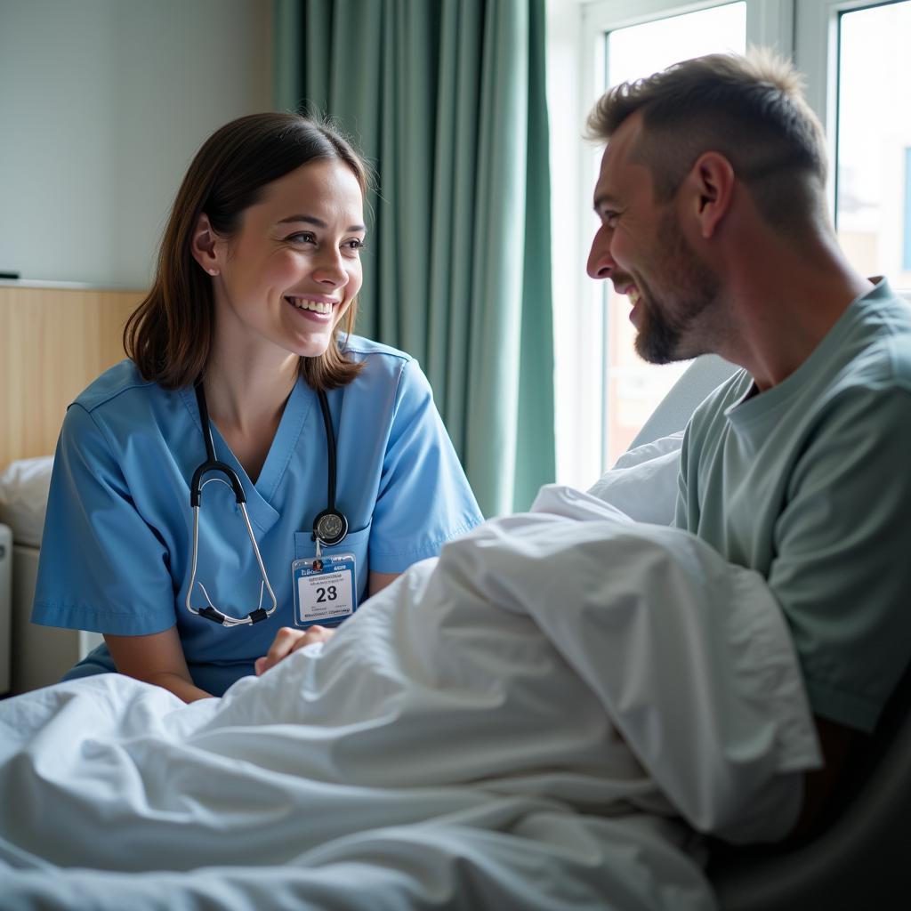 Hospital volunteer comforting patient