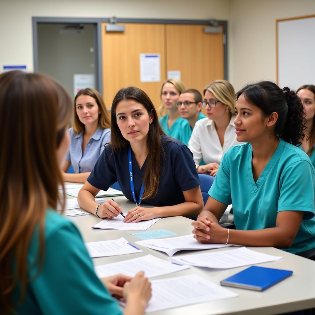 Hospital volunteers participating in a training session