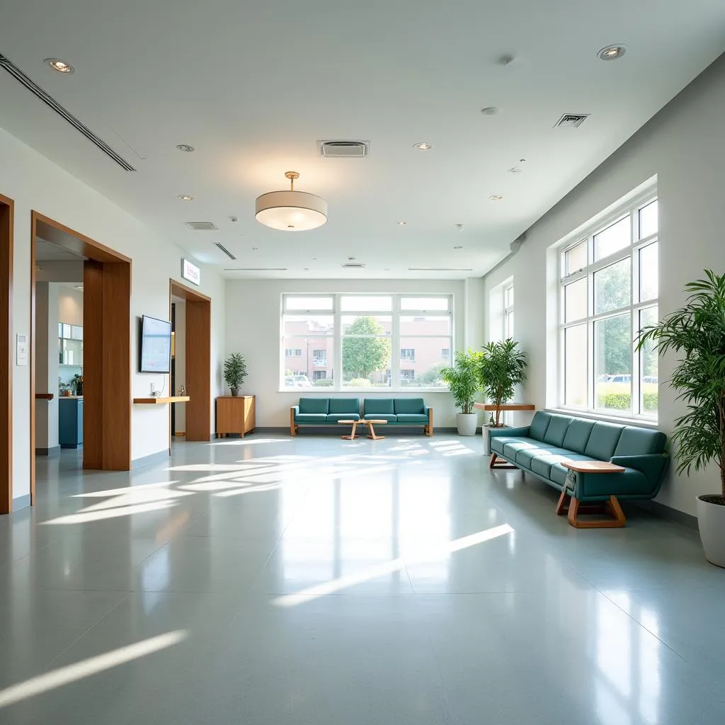 Spacious and welcoming hospital waiting area