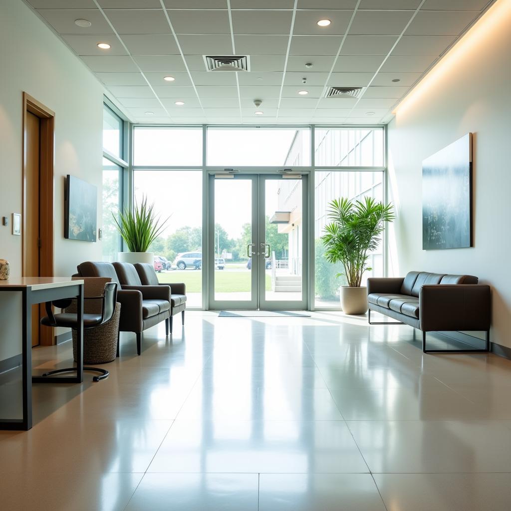 Spacious and welcoming hospital waiting area