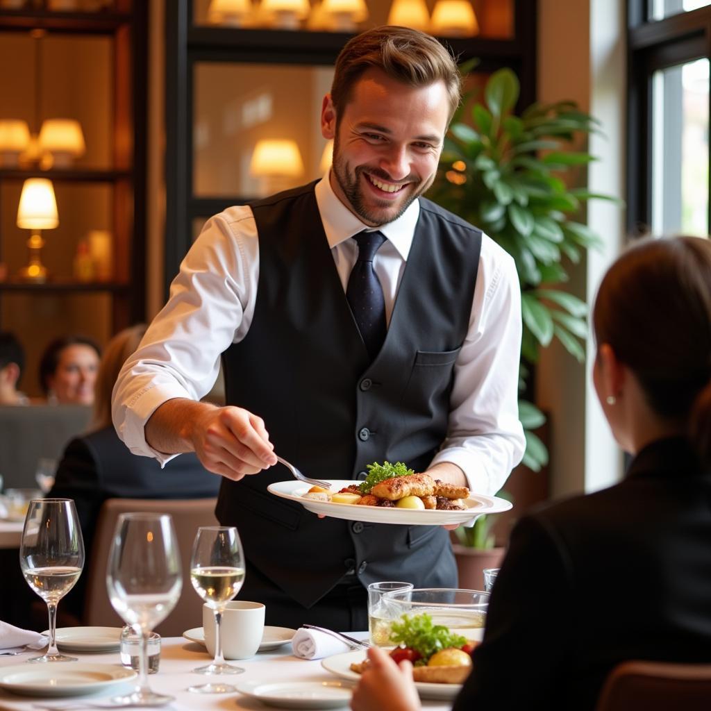 Hospitality Assistant Providing Food Service