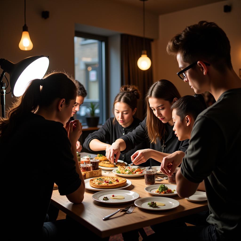 Students in a hospitality photography workshop