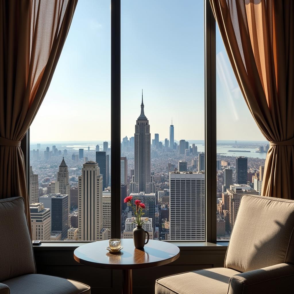 Hospitality suite with a panoramic view of the city skyline