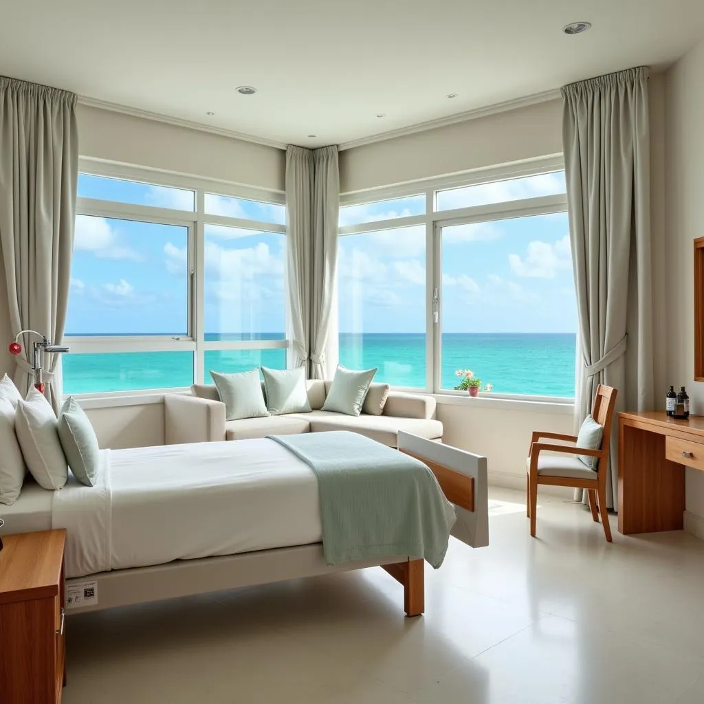 Spacious and modern room with a view of the Caribbean Sea