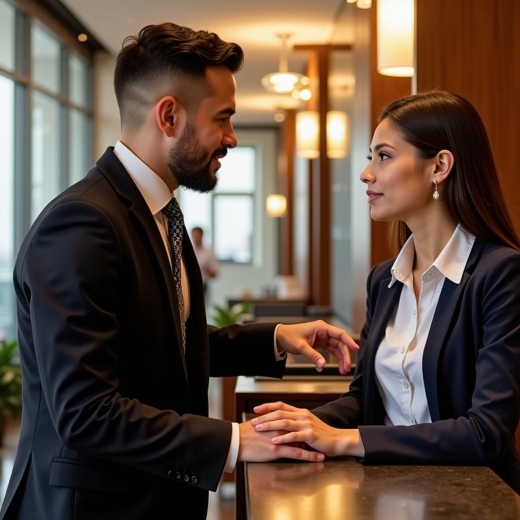 Hotel Concierge Assisting Guest