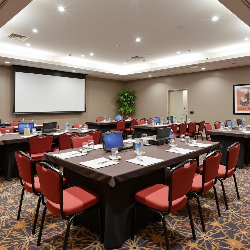 Modern and well-equipped conference room setup for a business meeting