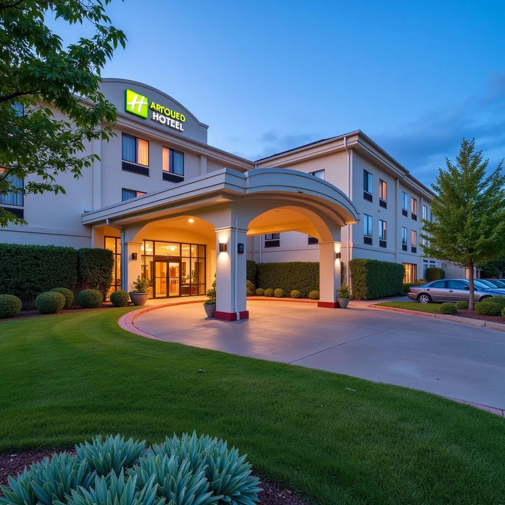 Modern hotel exterior near Overlook Hospital in Summit NJ