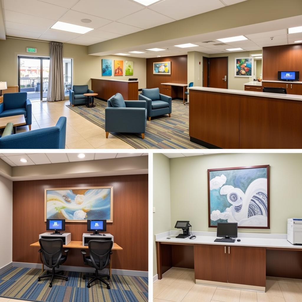 Hotel Lobby with Amenities Near Wills Eye Hospital