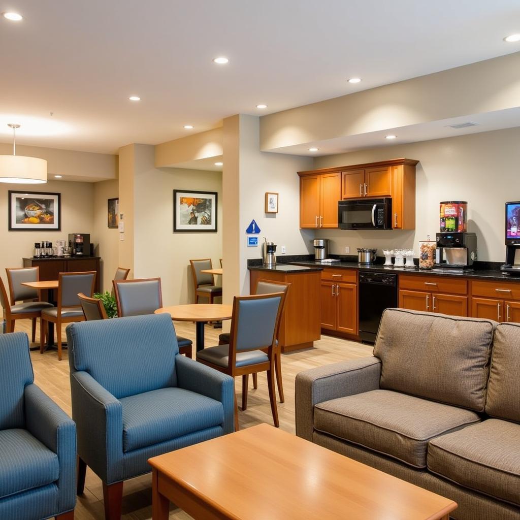 Hotel Lobby with Amenities Near Kings County Hospital