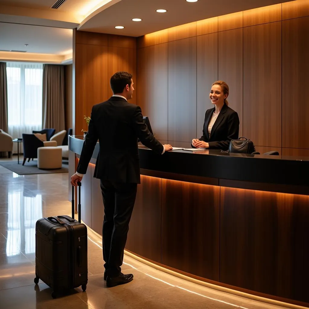 Hotel Concierge Assisting Guest