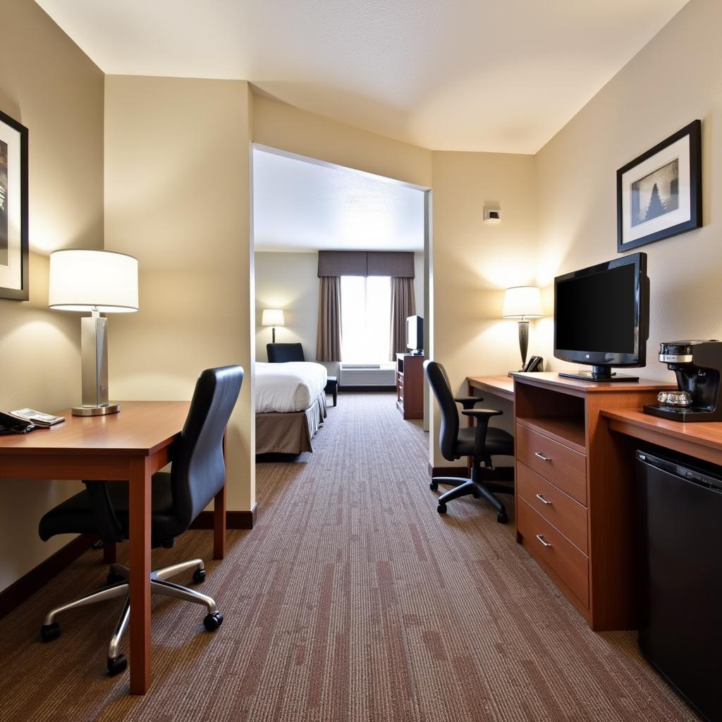 Hotel room amenities for guests near Crouse Hospital