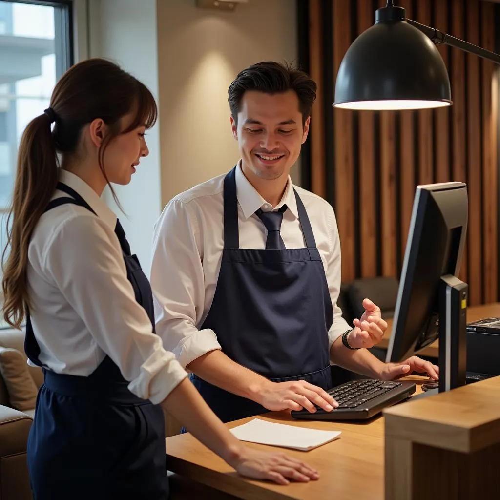 Hotel Staff Managing Payments Efficiently