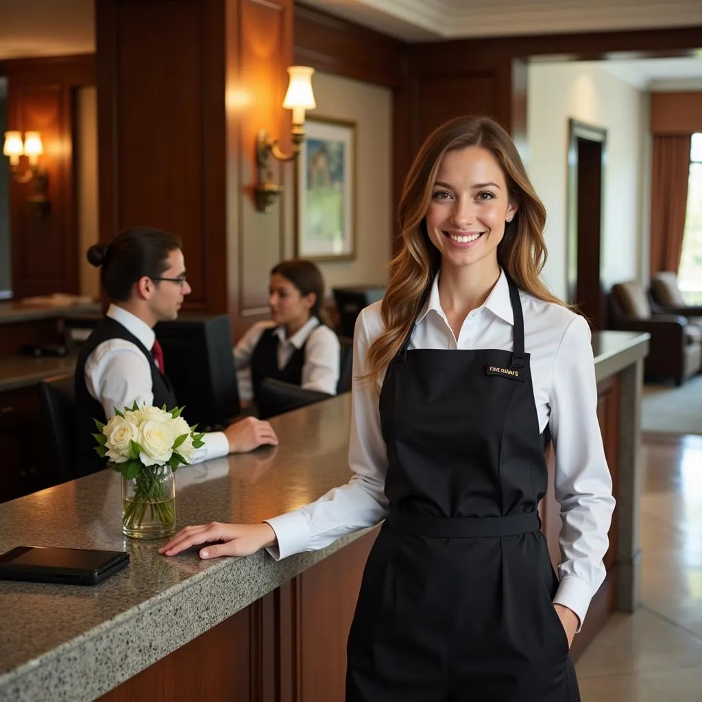 Hotel Staff Member Warmly Greeting Guests