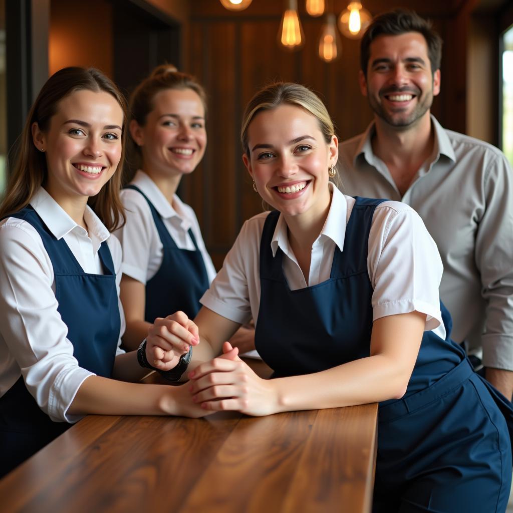 Friendly hotel staff assisting guests