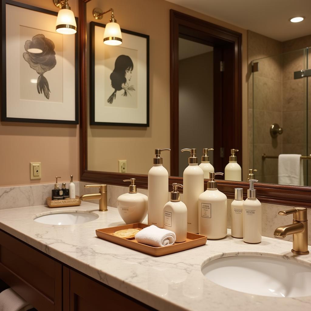 Hotel Toiletries Selection on Bathroom Counter