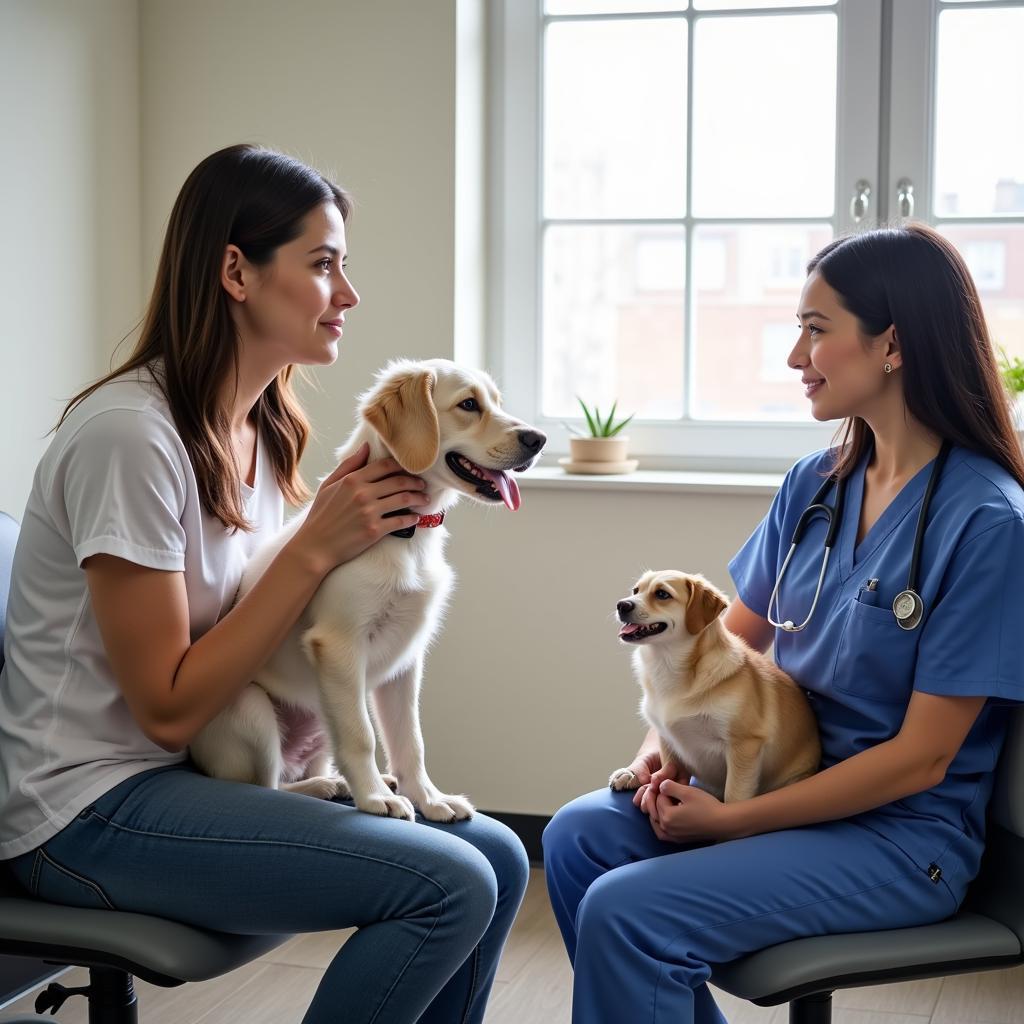 Pet Owner Talking to a Veterinarian at Hybla Valley Vet Hospital